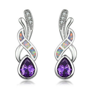 ** BRAND NEW ** ELEGANT FIRE OPALITE & AMETHYST EARRINGS